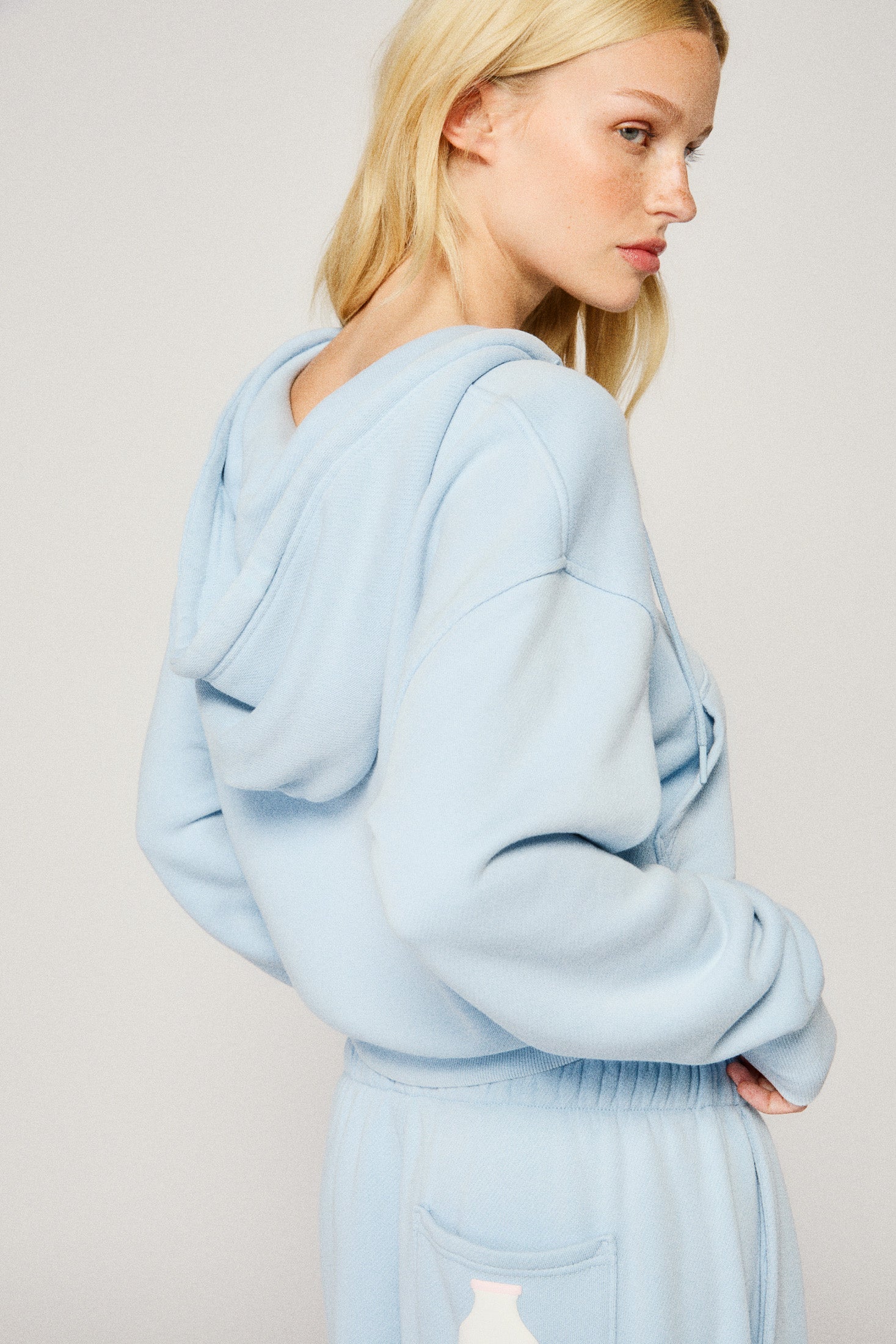 Milk Bottle Cropped Zip Up - Icy Blue