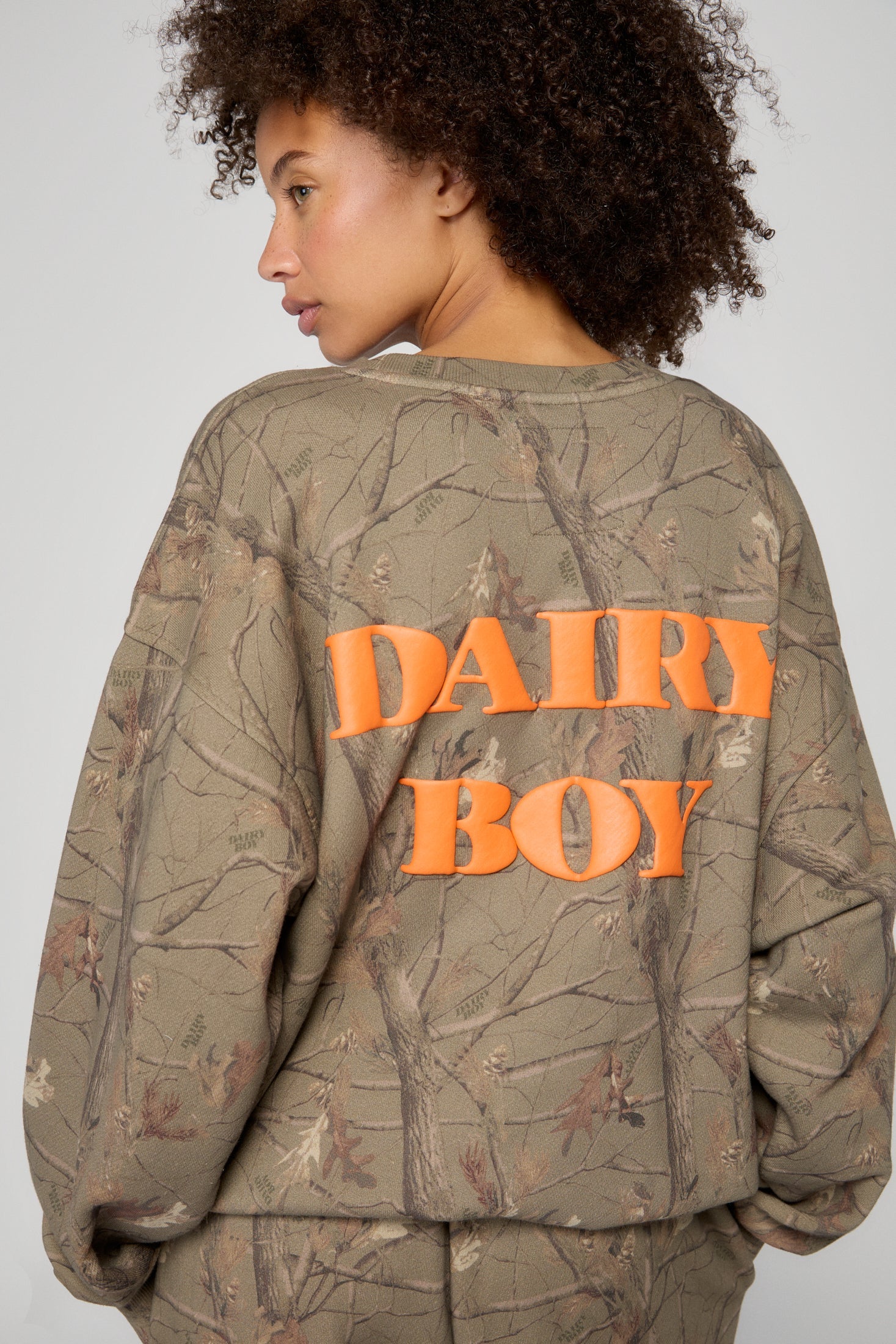 Oversized Crewneck - Evergreen Camo/Orange