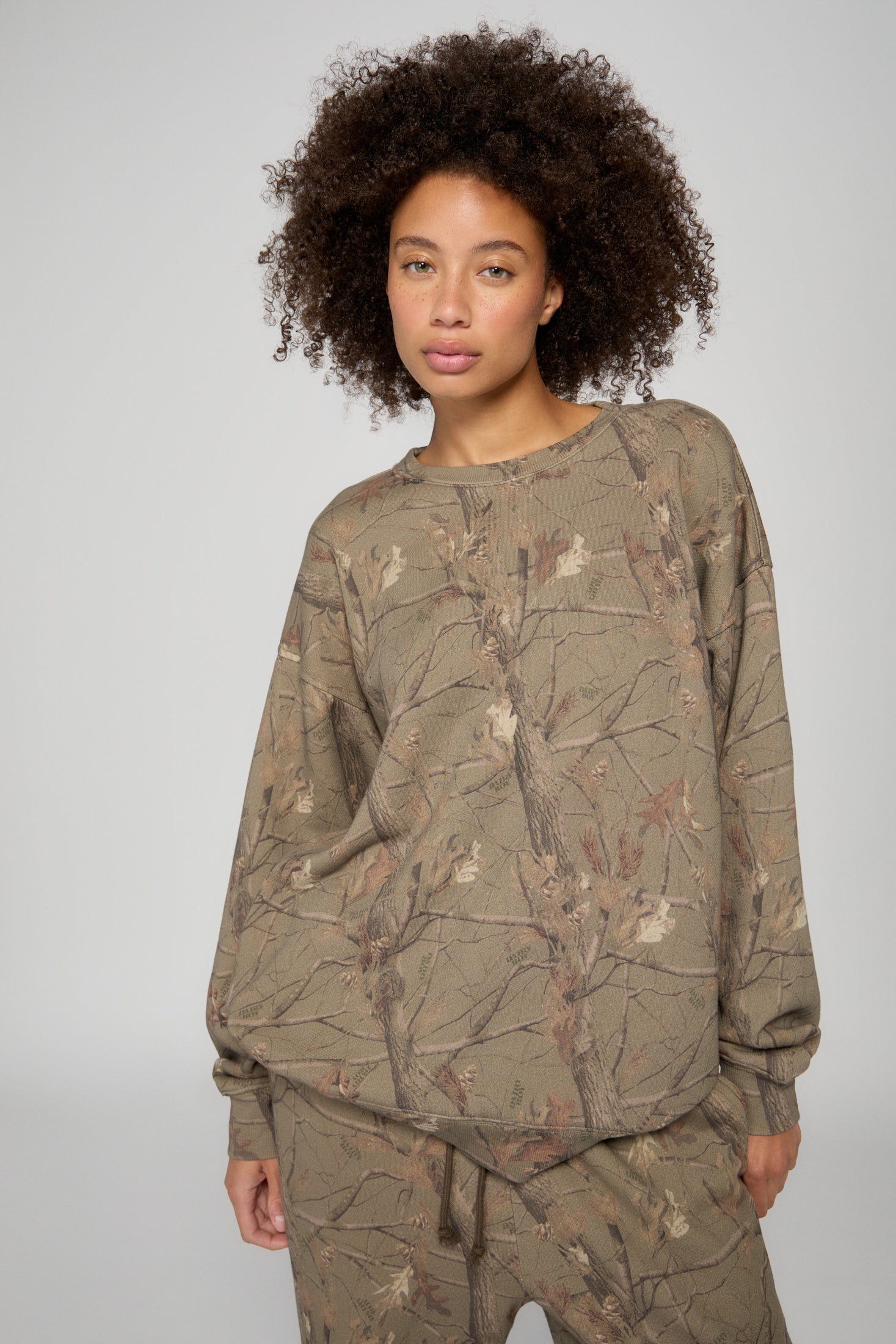 Oversized Crewneck - Evergreen Camo/Orange