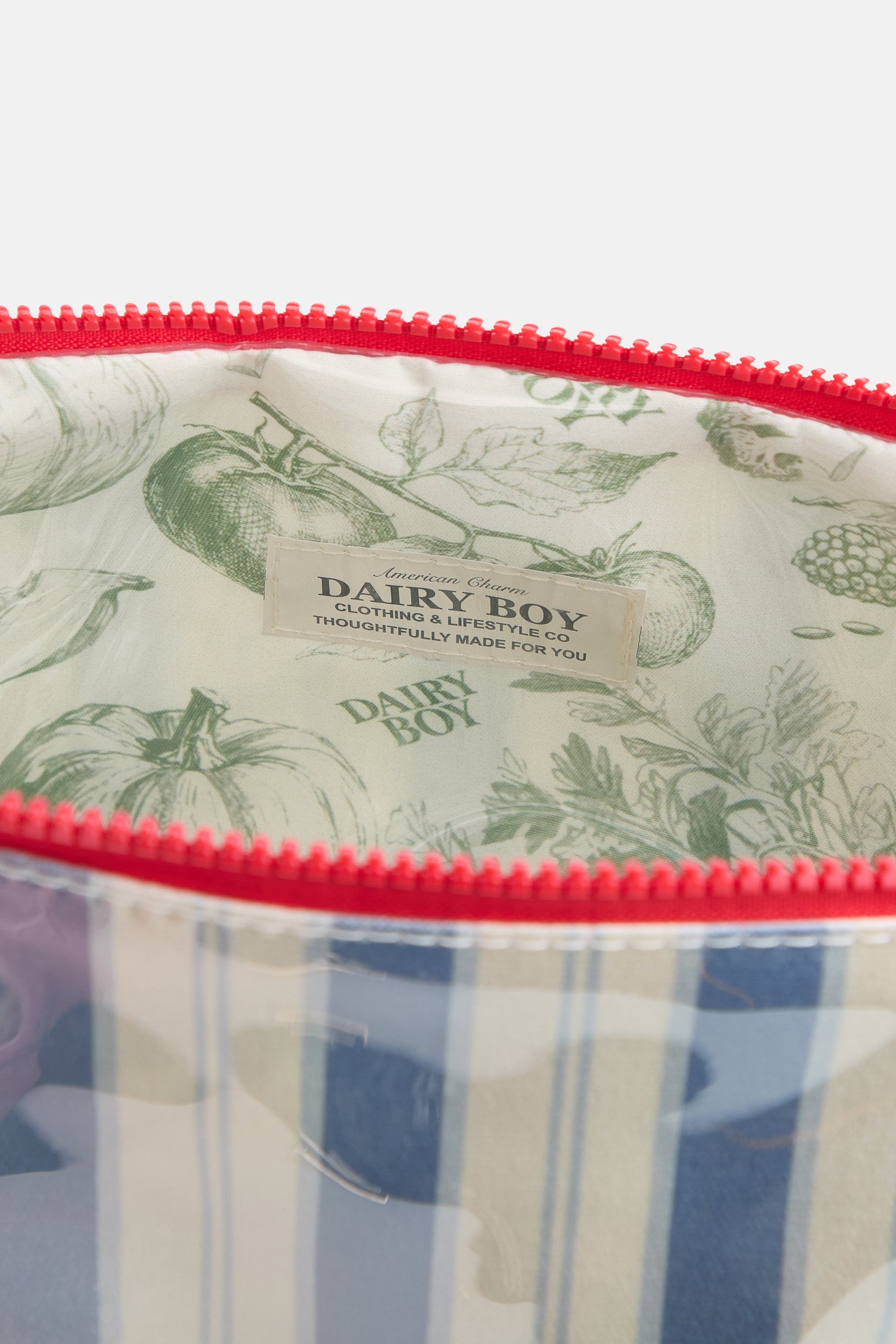 Garden Bed Makeup Bag - Blue Pinstripe