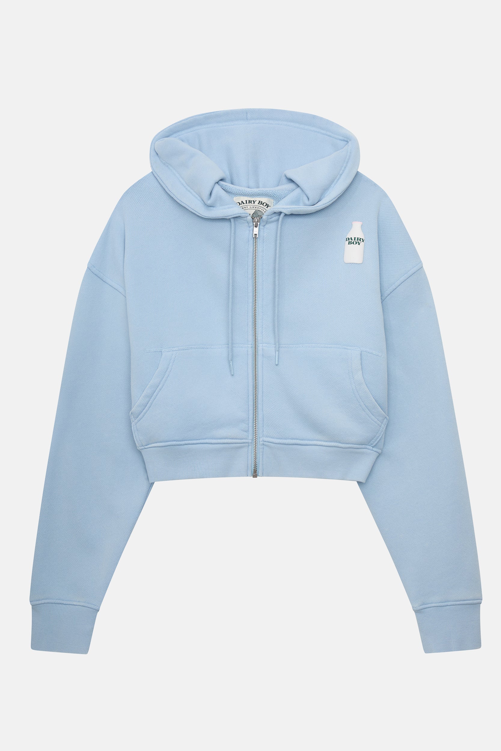 Milk Bottle Cropped Zip Up - Icy Blue